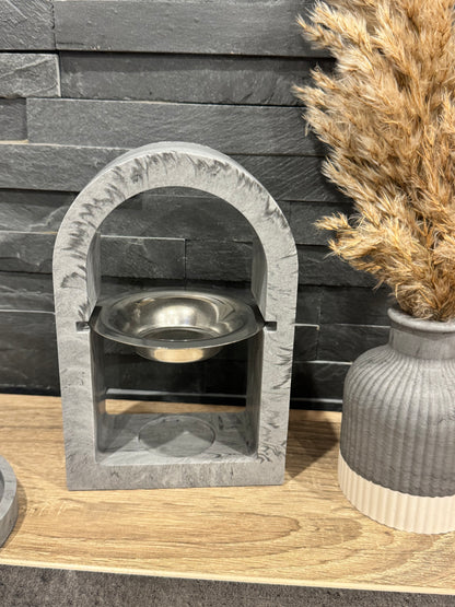 🕯️ Brûle-parfum arqué en jesmonite – Élégance naturelle et douceur artisanale