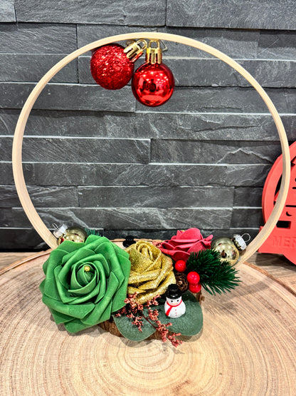 🎄 Centre de table de Noël – Couronne florale