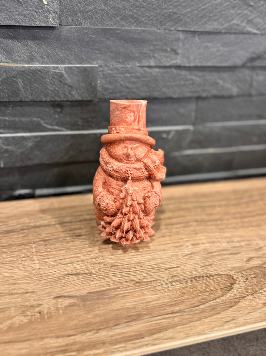 Petit bonhomme de neige au chapeau 🎩 – Décoration artisanale en jesmonite