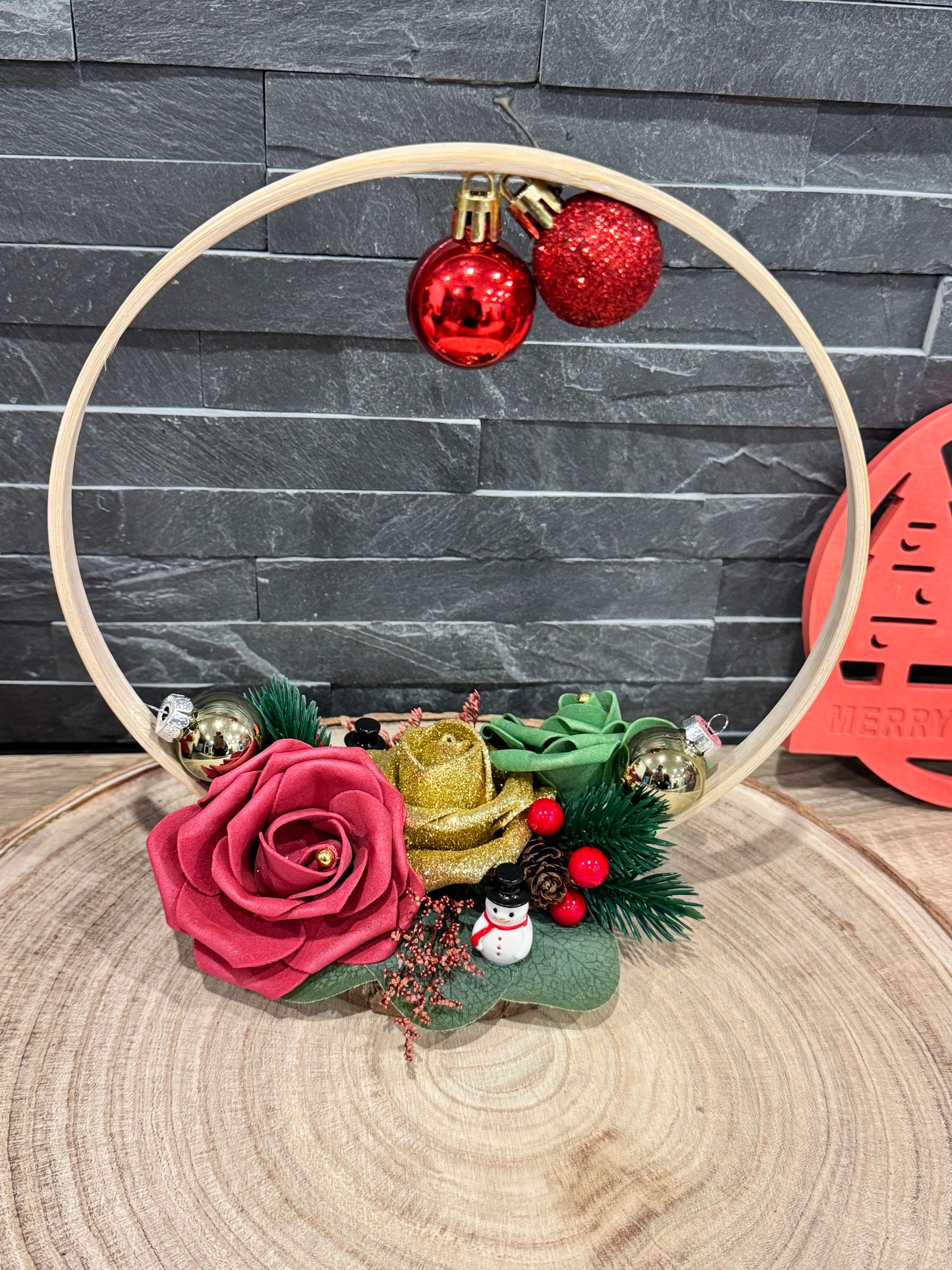 🎄 Centre de table de Noël – Couronne florale