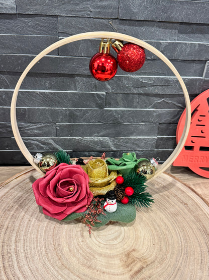 🎄 Centre de table de Noël – Couronne florale