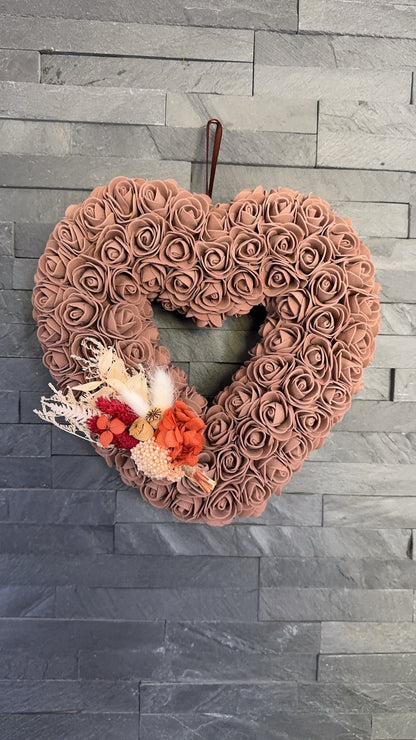 🤎 Cœur floral personnalisé – 23 cm