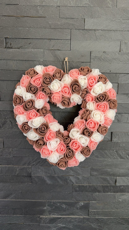 🤎 Cœur floral personnalisé – 23 cm