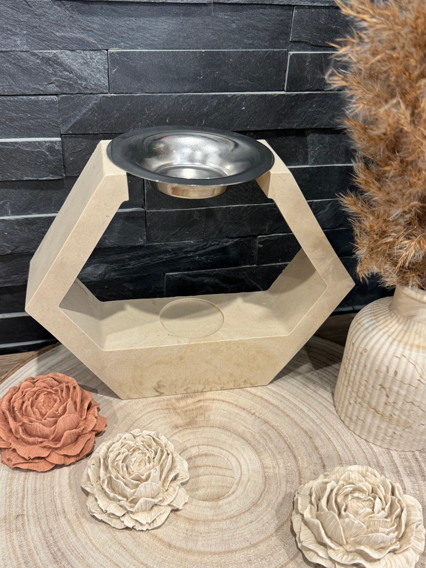 🌟 Tombola — Brûle-parfum hexagonal beige